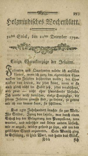 Holzmindisches Wochenblatt vom 11.12.1790