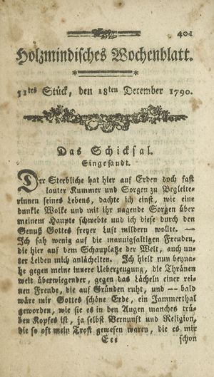 Holzmindisches Wochenblatt vom 18.12.1790