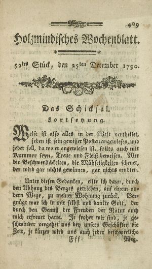 Holzmindisches Wochenblatt vom 25.12.1790