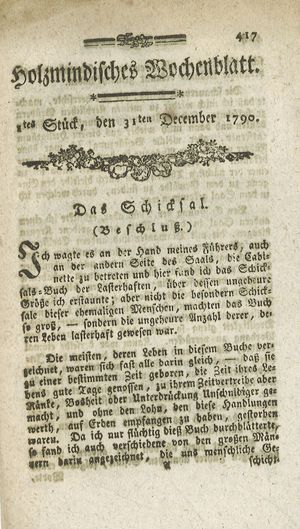Holzmindisches Wochenblatt vom 31.12.1790