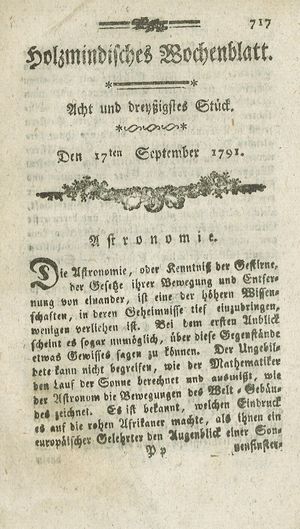 Holzmindisches Wochenblatt vom 17.09.1791