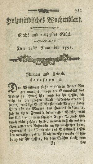 Holzmindisches Wochenblatt vom 12.11.1791