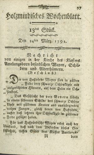 Holzmindisches Wochenblatt vom 24.03.1792