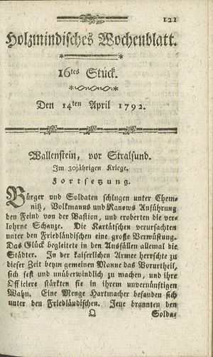 Holzmindisches Wochenblatt vom 14.04.1792