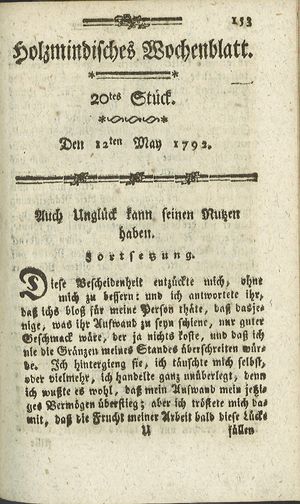 Holzmindisches Wochenblatt vom 12.05.1792