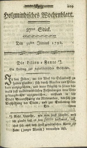 Holzmindisches Wochenblatt vom 30.06.1792