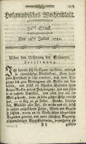 Holzmindisches Wochenblatt vom 28.07.1792
