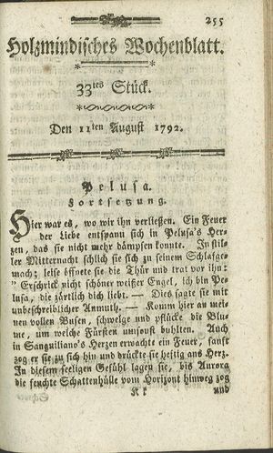 Holzmindisches Wochenblatt on Aug 11, 1792