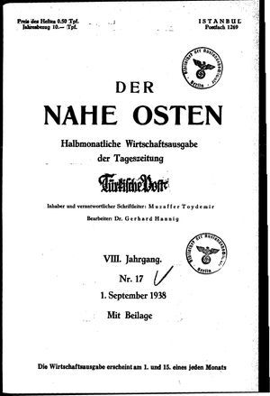 Türkische Post vom 01.09.1938