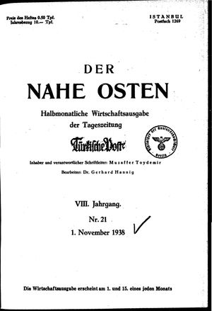 Türkische Post vom 01.11.1938