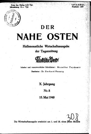Türkische Post vom 15.05.1940