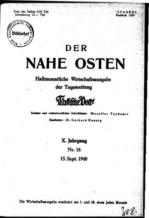 Türkische Post vom 15.09.1940