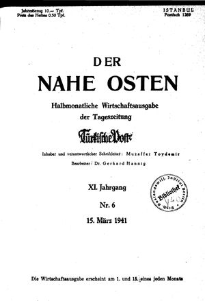 Türkische Post vom 15.03.1941