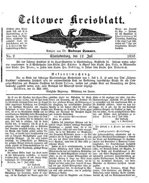 Teltower Kreisblatt vom 12.07.1856
