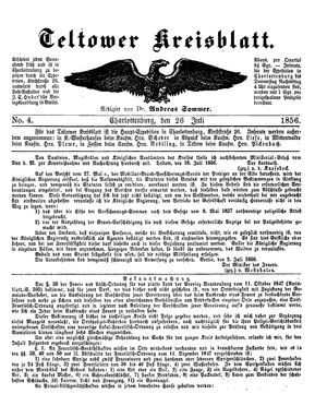 Teltower Kreisblatt vom 26.07.1856