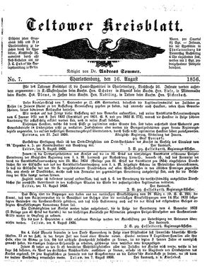 Teltower Kreisblatt vom 16.08.1856