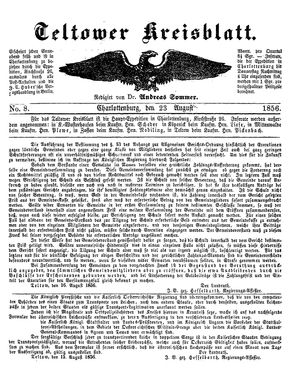 Teltower Kreisblatt vom 23.08.1856