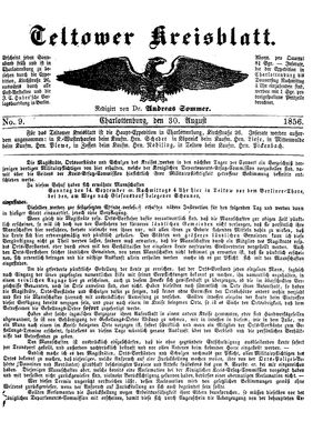 Teltower Kreisblatt vom 30.08.1856