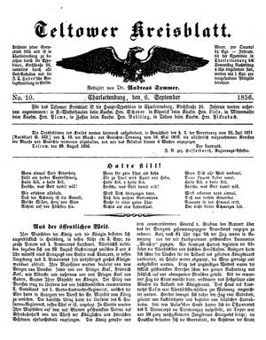 Teltower Kreisblatt vom 06.09.1856
