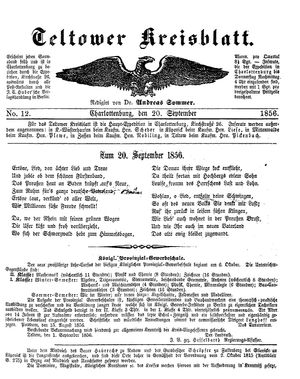 Teltower Kreisblatt vom 20.09.1856