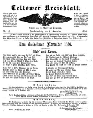 Teltower Kreisblatt on Nov 8, 1856