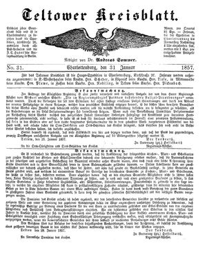 Teltower Kreisblatt vom 31.01.1857