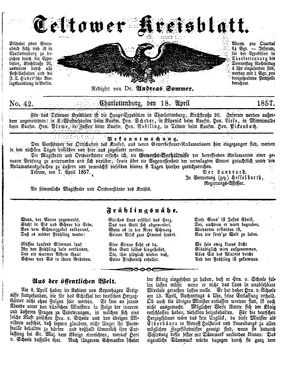 Teltower Kreisblatt vom 18.04.1857