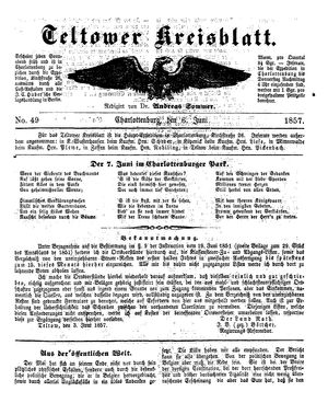 Teltower Kreisblatt vom 06.06.1857