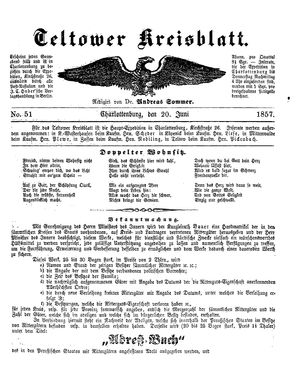 Teltower Kreisblatt on Jun 20, 1857