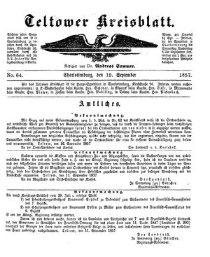 Teltower Kreisblatt vom 19.09.1857