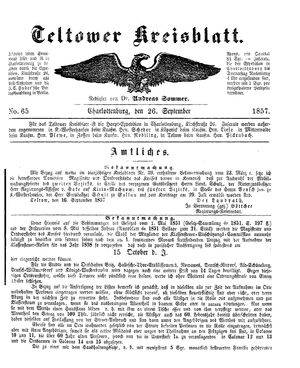 Teltower Kreisblatt vom 26.09.1857