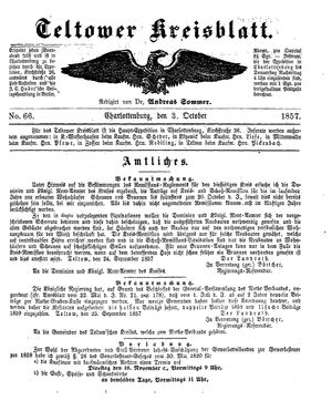 Teltower Kreisblatt vom 03.10.1857