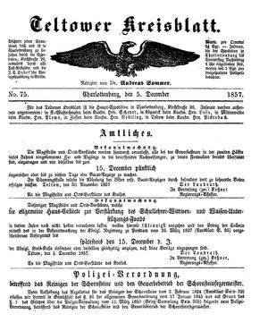 Teltower Kreisblatt vom 05.12.1857