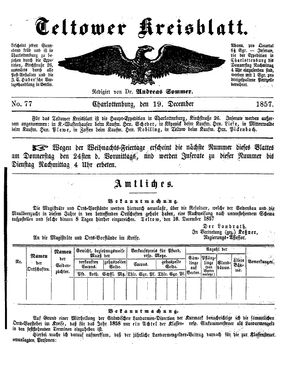 Teltower Kreisblatt vom 19.12.1857