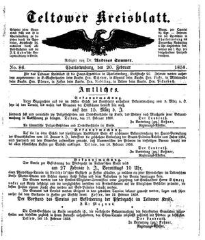 Teltower Kreisblatt on Feb 20, 1858