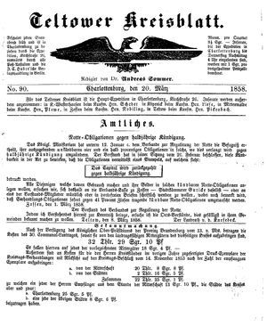 Teltower Kreisblatt vom 20.03.1858