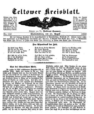 Teltower Kreisblatt vom 21.08.1858
