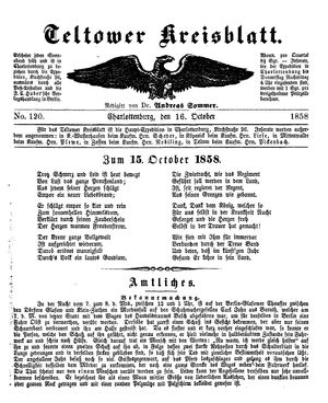 Teltower Kreisblatt on Oct 16, 1858