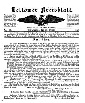 Teltower Kreisblatt on Oct 23, 1858