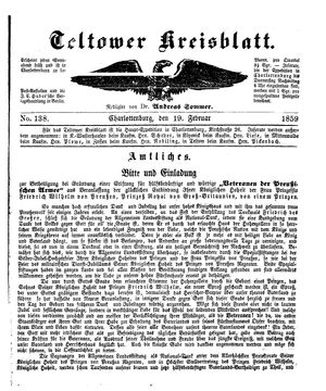 Teltower Kreisblatt vom 19.02.1859