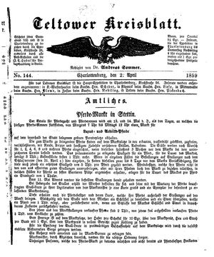 Teltower Kreisblatt on Apr 2, 1859