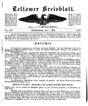 Teltower Kreisblatt vom 07.05.1859