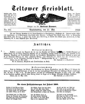 Teltower Kreisblatt vom 21.05.1859