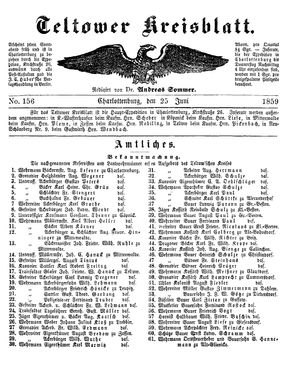 Teltower Kreisblatt on Jun 25, 1859