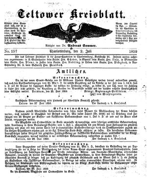 Teltower Kreisblatt vom 02.07.1859