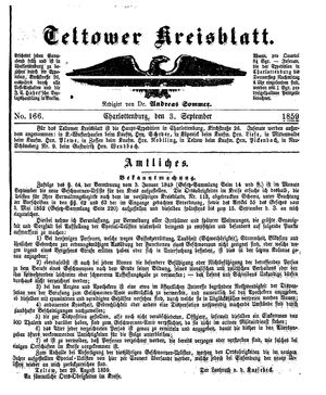 Teltower Kreisblatt vom 03.09.1859