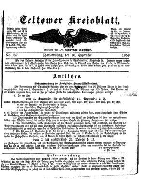 Teltower Kreisblatt vom 10.09.1859