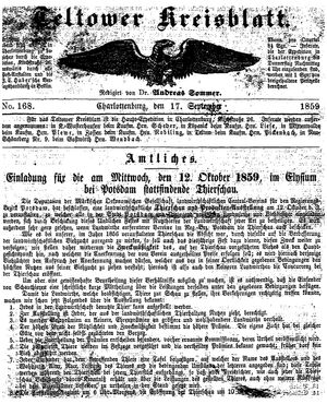 Teltower Kreisblatt vom 17.09.1859