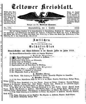 Teltower Kreisblatt on Oct 1, 1859