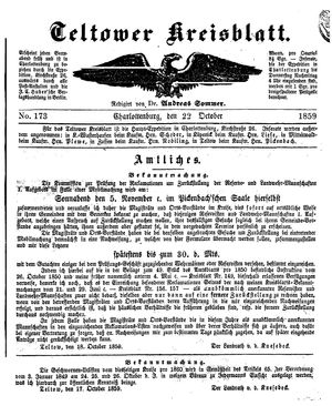 Teltower Kreisblatt on Oct 22, 1859